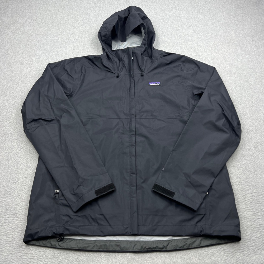Patagonia Torrentshell 3L Rain Jacket Mens Large Black H2No Hooded Shell 85241
